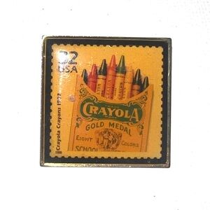Vintage Crayola Crayons Gold‎ Medal Stamp Pin 1998 Collectible